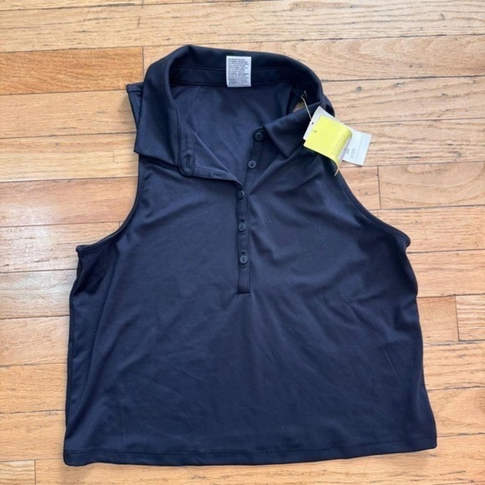 All in Motion Womens Polo Tank Top Black Sleeveless‎ Golf Tennis Shirt Large NWT